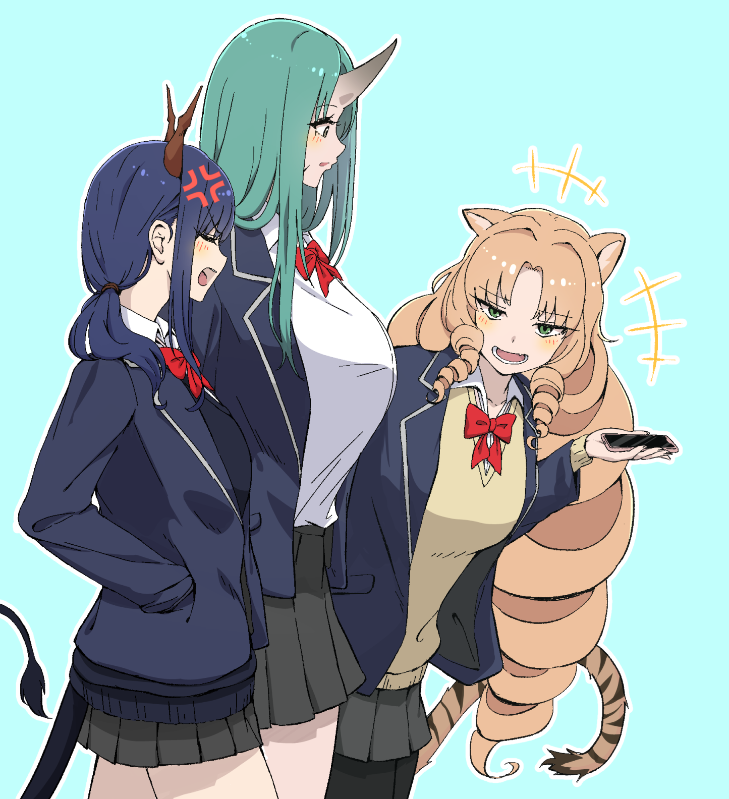 移动中的3人插画图片壁纸