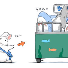 和兔子一起去水族馆插画图片壁纸