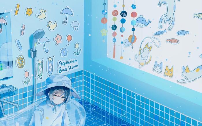 aquarium浴室插画图片壁纸