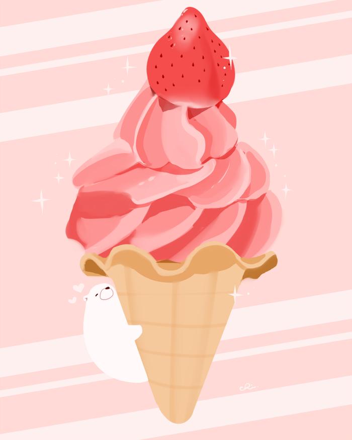 草莓软件插画图片壁纸