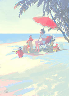 Private beach插画图片壁纸