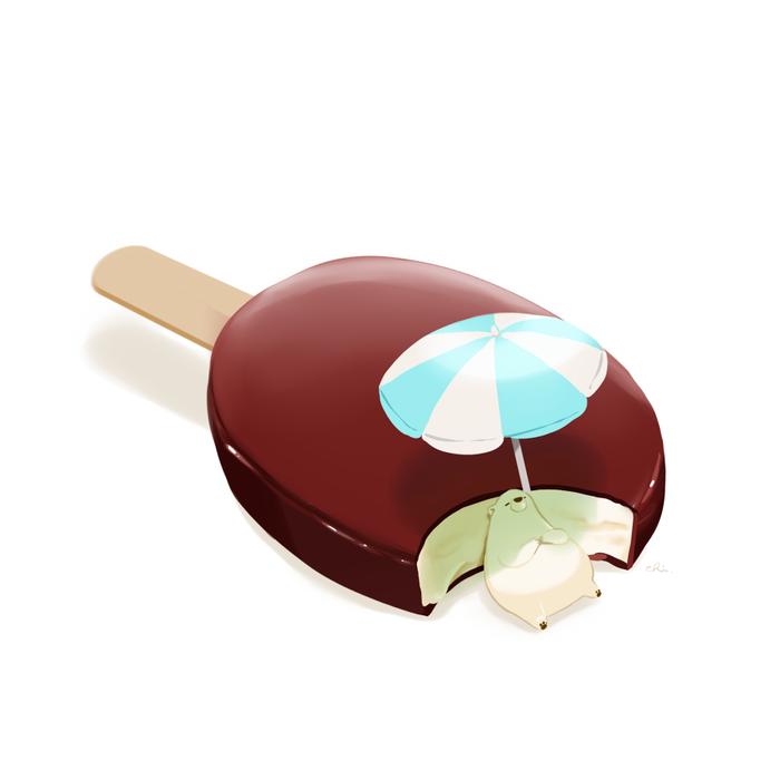 遮阳伞和冰淇淋插画图片壁纸
