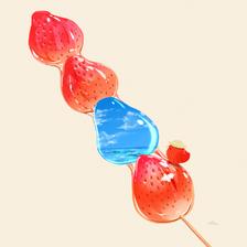 夏空草莓糖插画图片壁纸