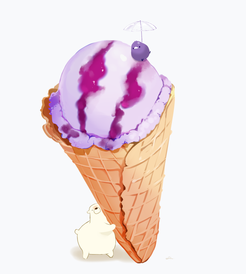 雨天蓝莓冰淇淋-原创ぶるーべりーとり