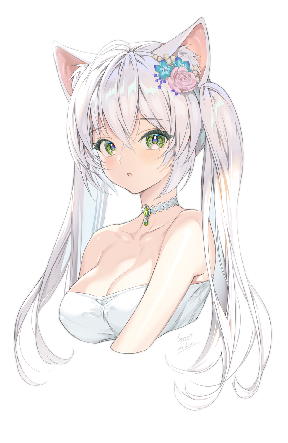 白发猫插画图片壁纸