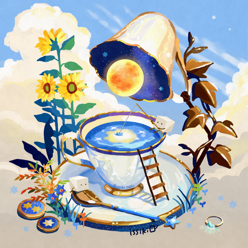 夏日天空的白日梦茶插画图片壁纸