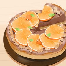 橙子和巧克力蛋挞插画图片壁纸