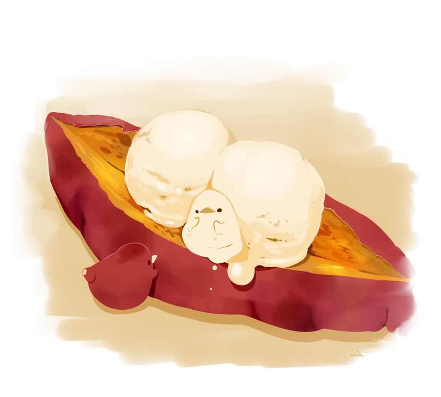 烤白薯香草冰淇淋插画图片壁纸