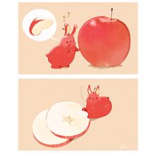 苹果兔和苹果插画图片壁纸