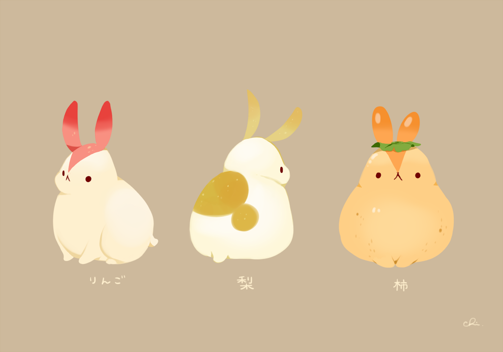 水果兔子插画图片壁纸