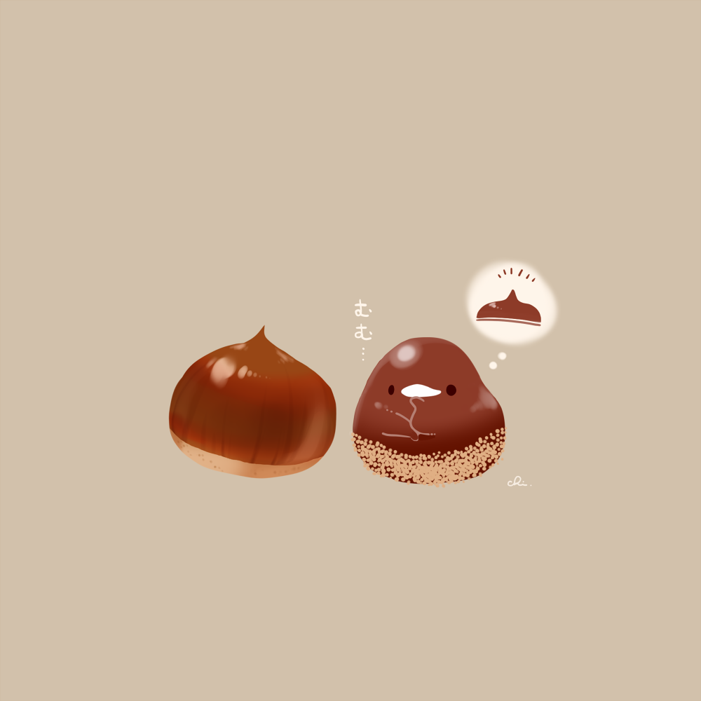 栗子和栗子巧克力插画图片壁纸