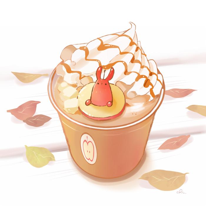 苹果兔热饮料插画图片壁纸