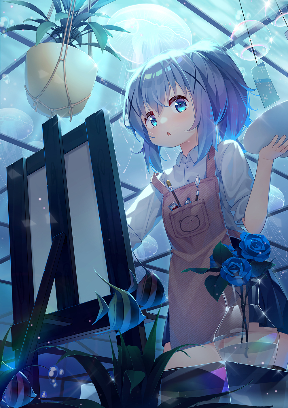 正在画画的小千诺插画图片壁纸