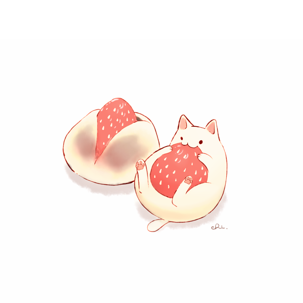 草莓大福插画图片壁纸