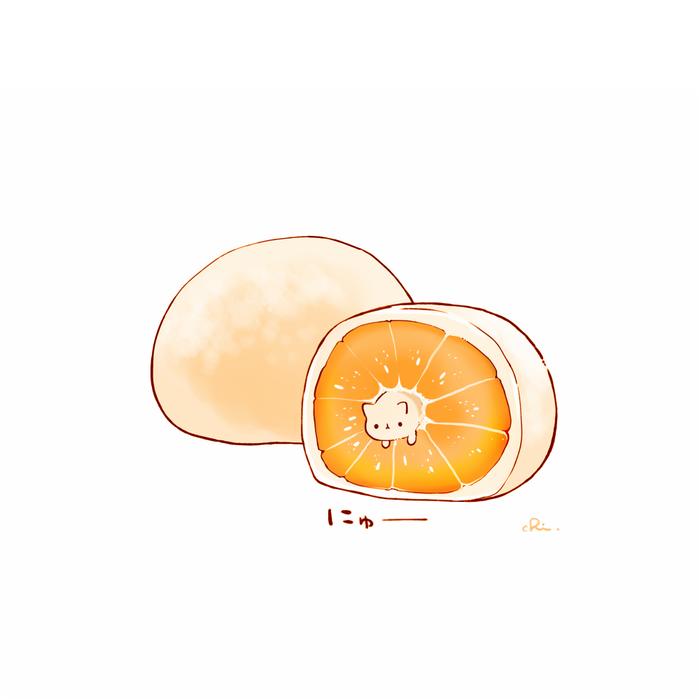 橘子猫大福插画图片壁纸