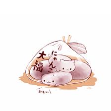 猫咪大福插画图片壁纸