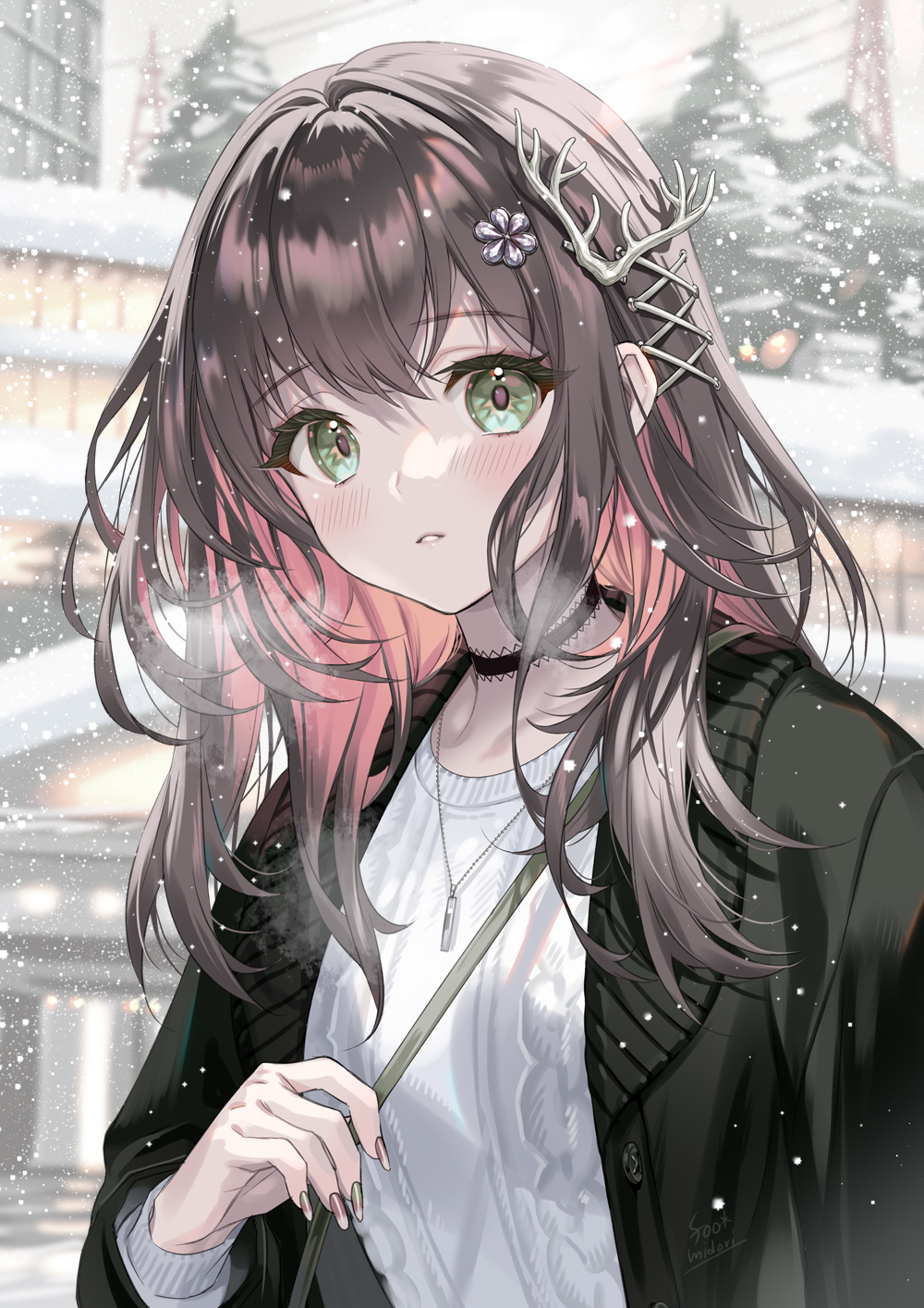 细雪的等候插画图片壁纸
