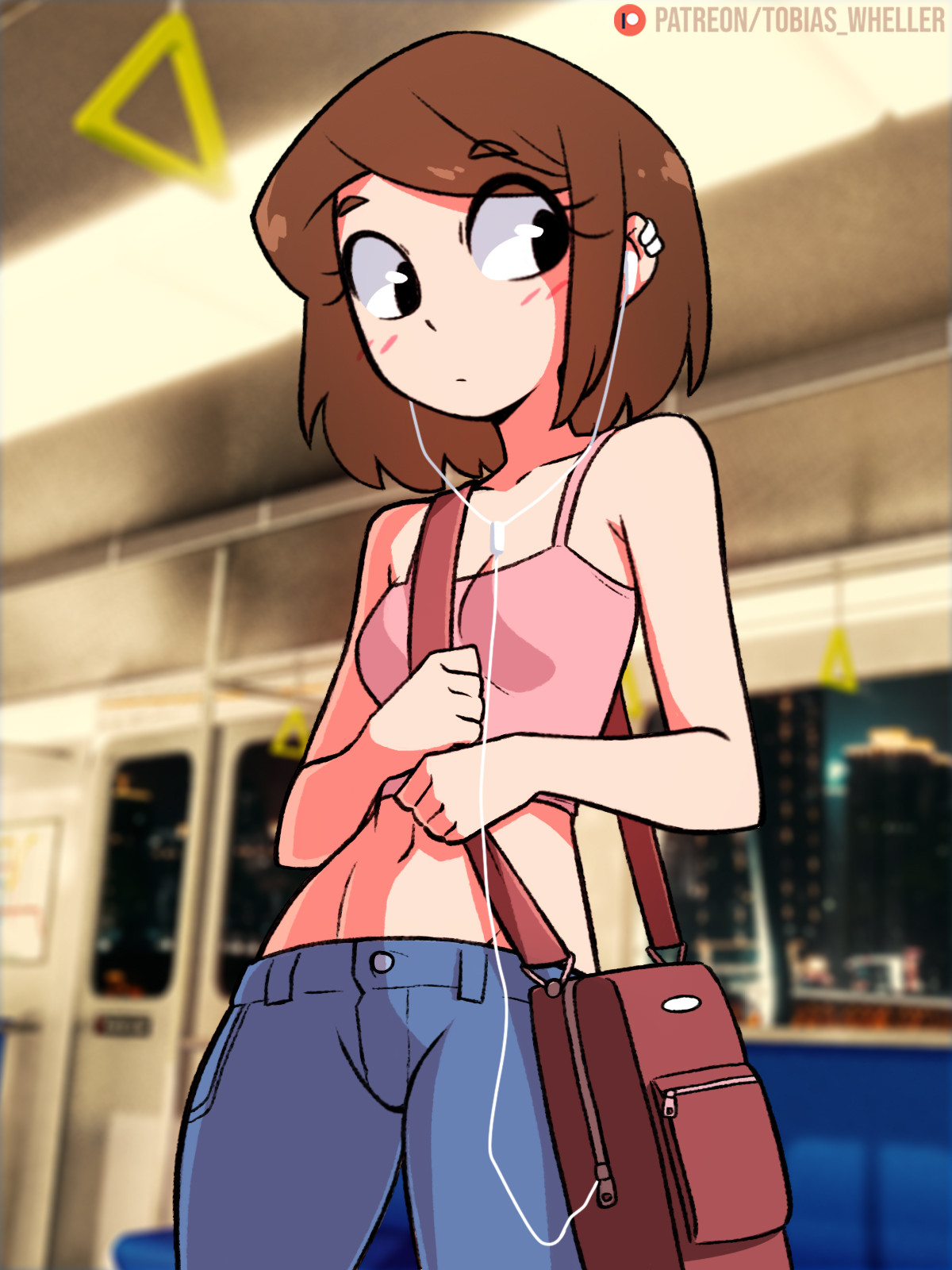 That random girl on the train插画图片壁纸