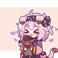 Susie and her pet cat "Red"插画图片壁纸