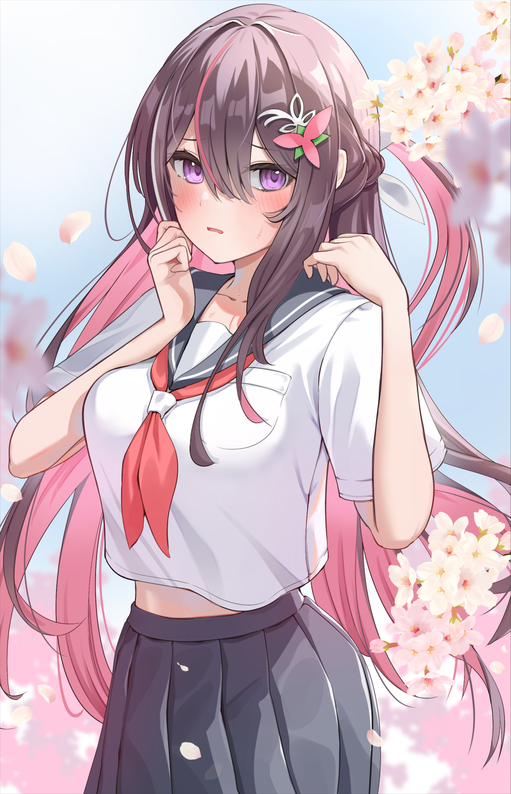 穿着水手服的AZKi插画图片壁纸