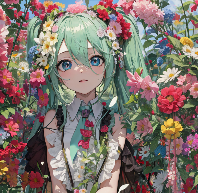 AI Flower Miku插画图片壁纸