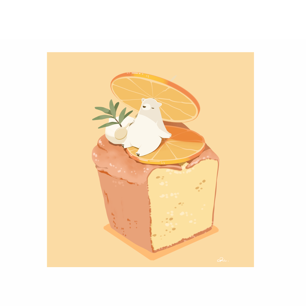 白熊橙子蛋糕-原创美味的食物