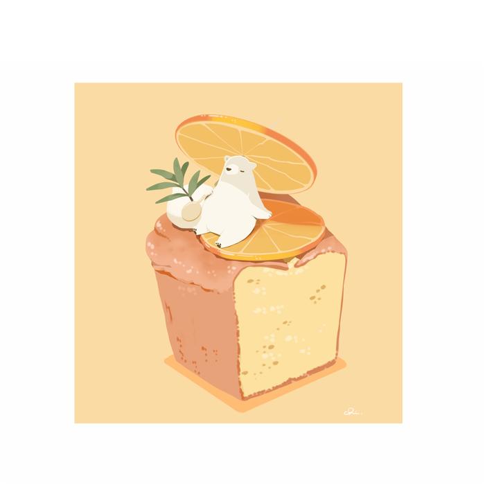 白熊橙子蛋糕插画图片壁纸