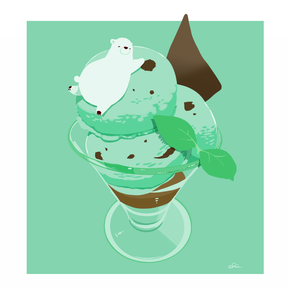 薄荷巧克力冰淇淋插画图片壁纸