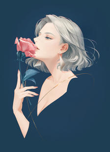 Pink rose插画图片壁纸