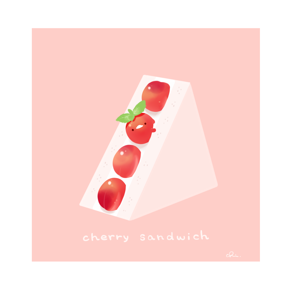 樱桃水果三明治插画图片壁纸
