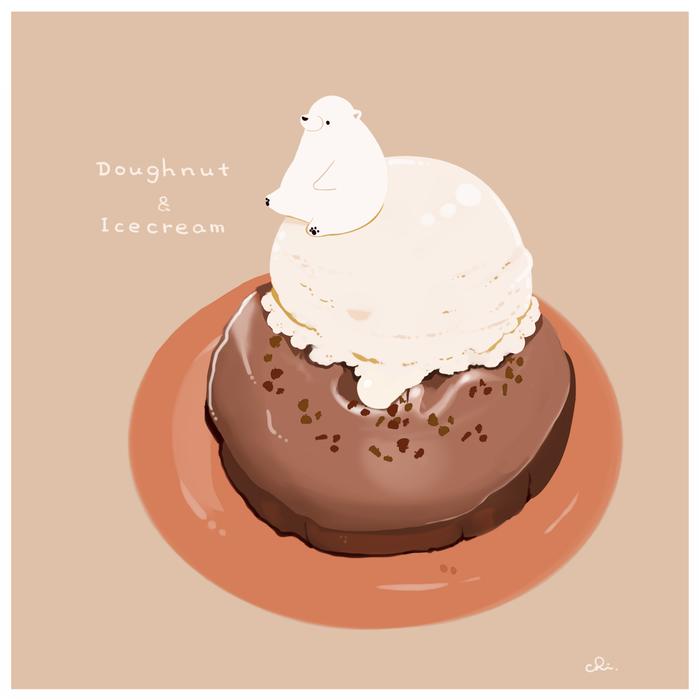 甜甜圈冰淇淋插画图片壁纸