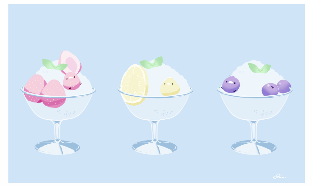 三色果子露冰淇淋插画图片壁纸