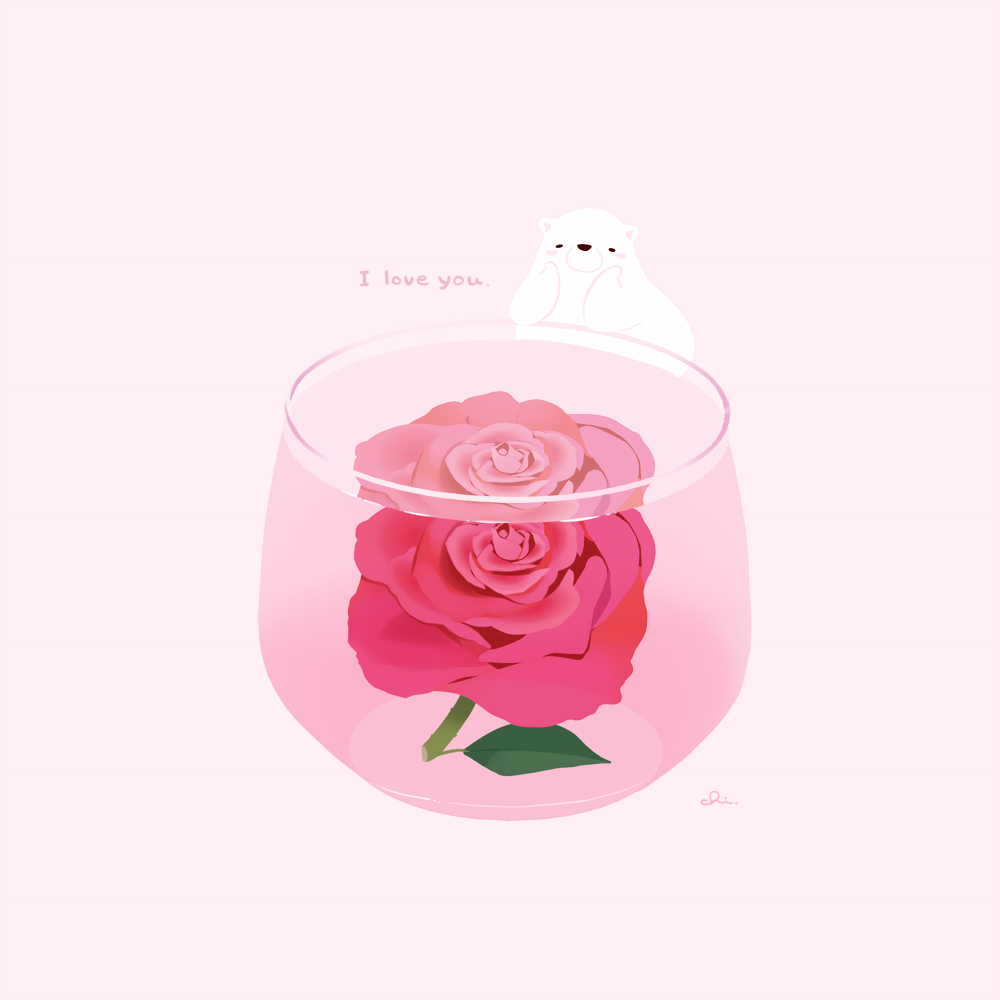 一朵玫瑰水插画图片壁纸