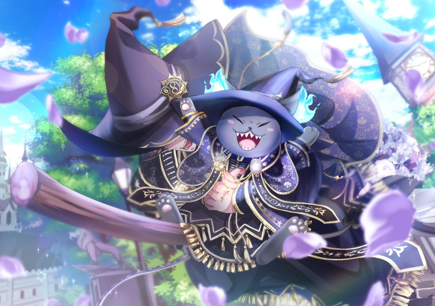 「この天才魔法士グリム様が華麗な飛行術を披露してやるんだゾ～！」插画图片壁纸
