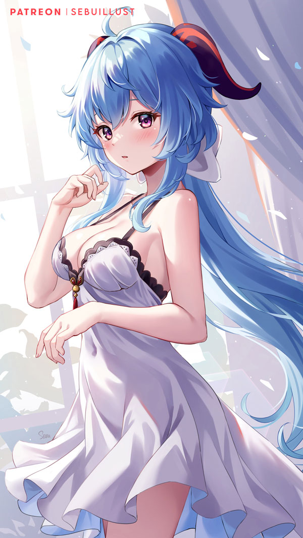 甘雨（白色礼服）插画图片壁纸