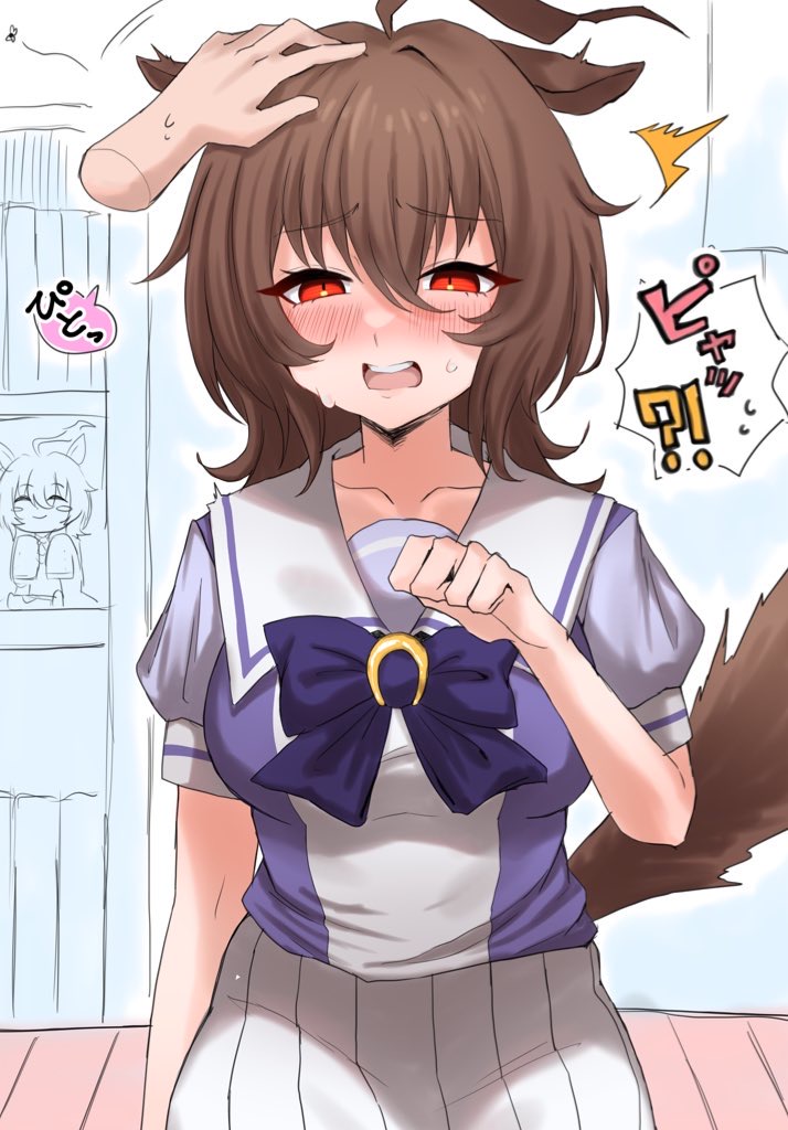 誤ってタキオンの耳に触れてしまったトレーナー君头像同人高清图