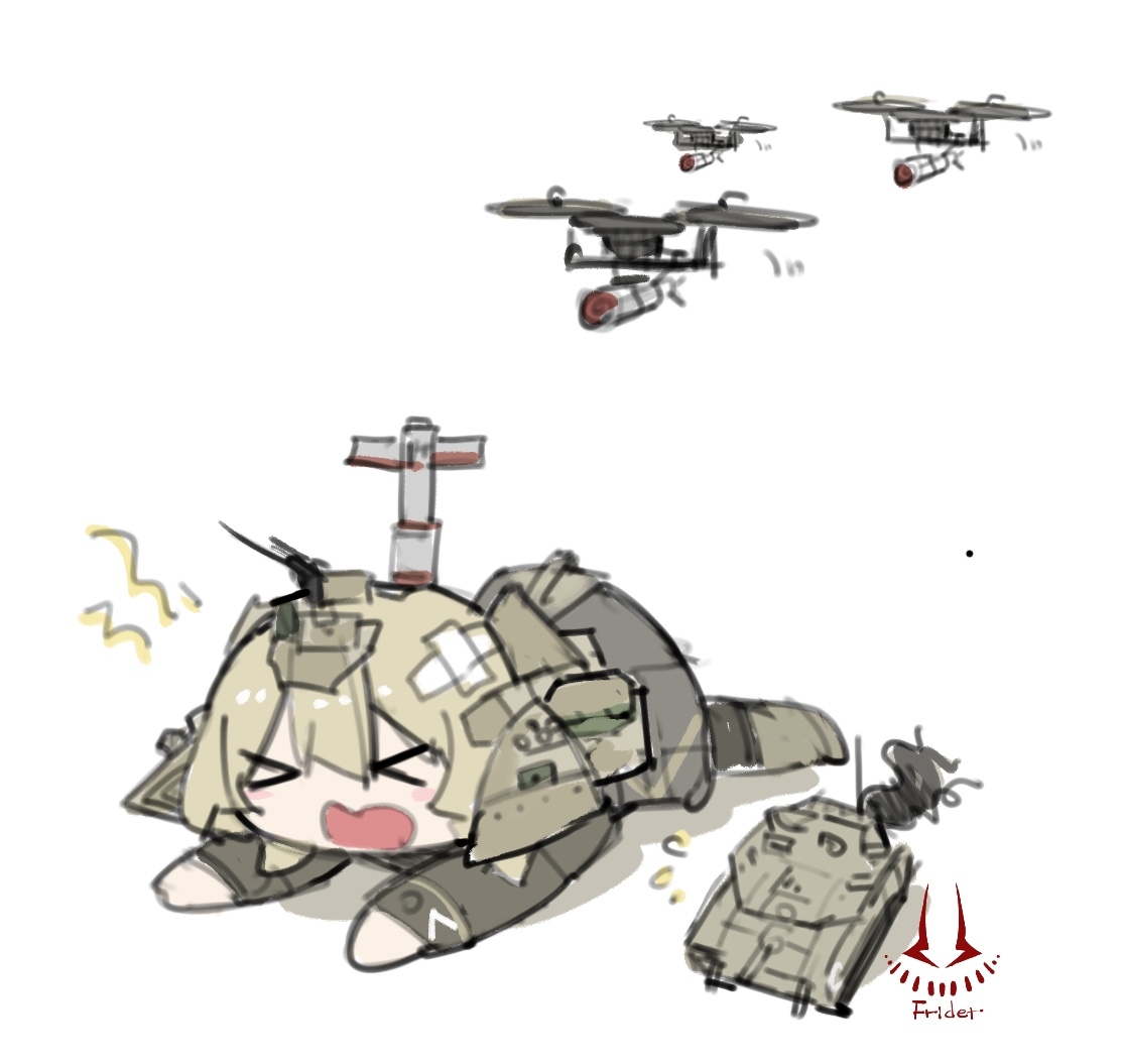 那无人机将梅卡瓦打至跪地……插画图片壁纸