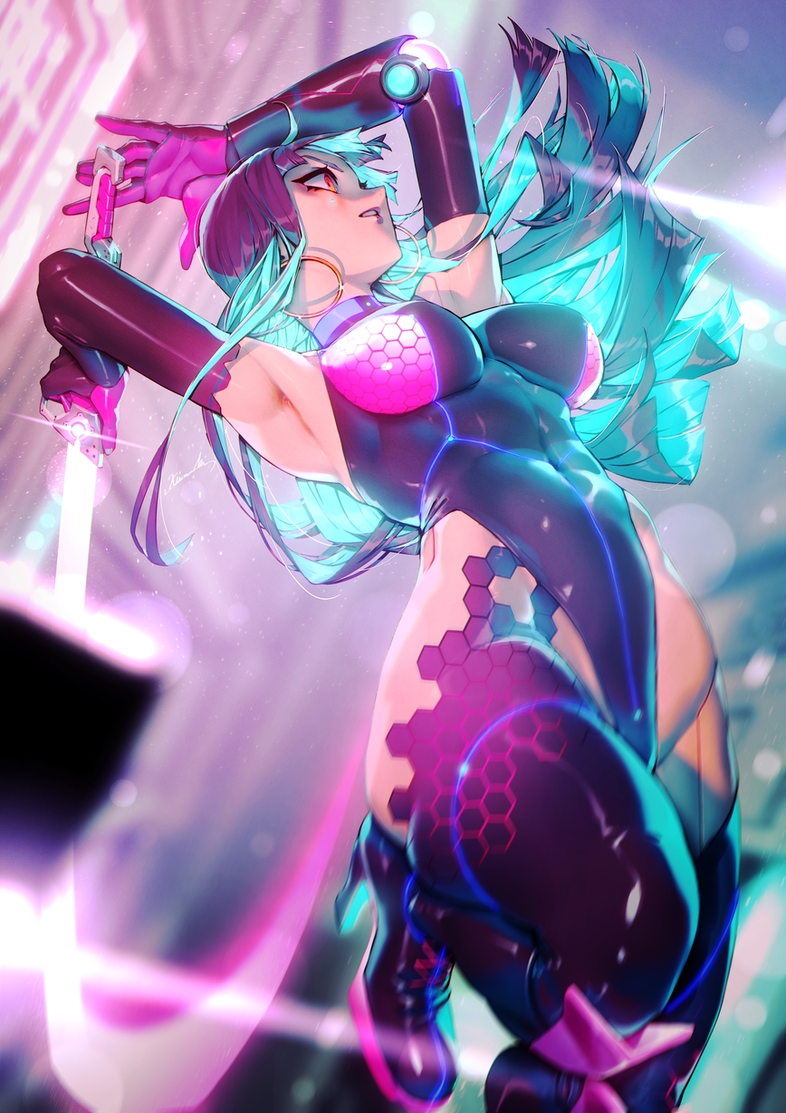 霓虹灯的斩光插画图片壁纸