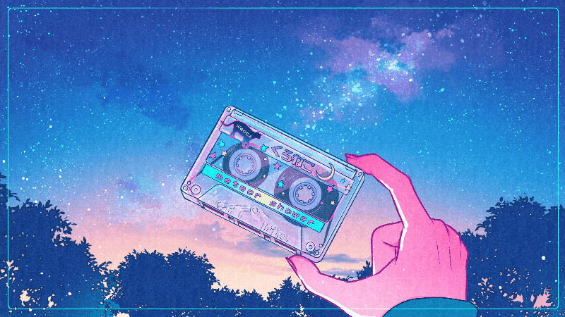 cassette tape 夜空Ver.插画图片壁纸