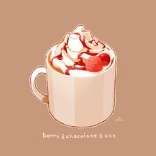 草莓热巧克力插画图片壁纸