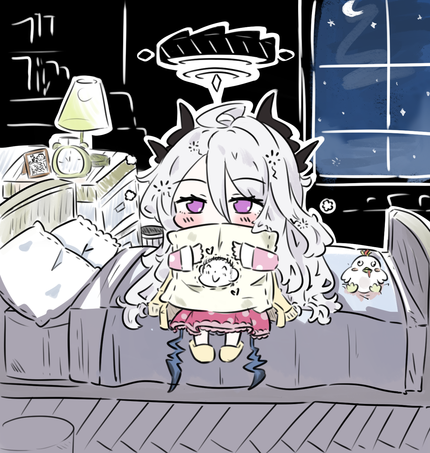 小雏睡不着~插画图片壁纸