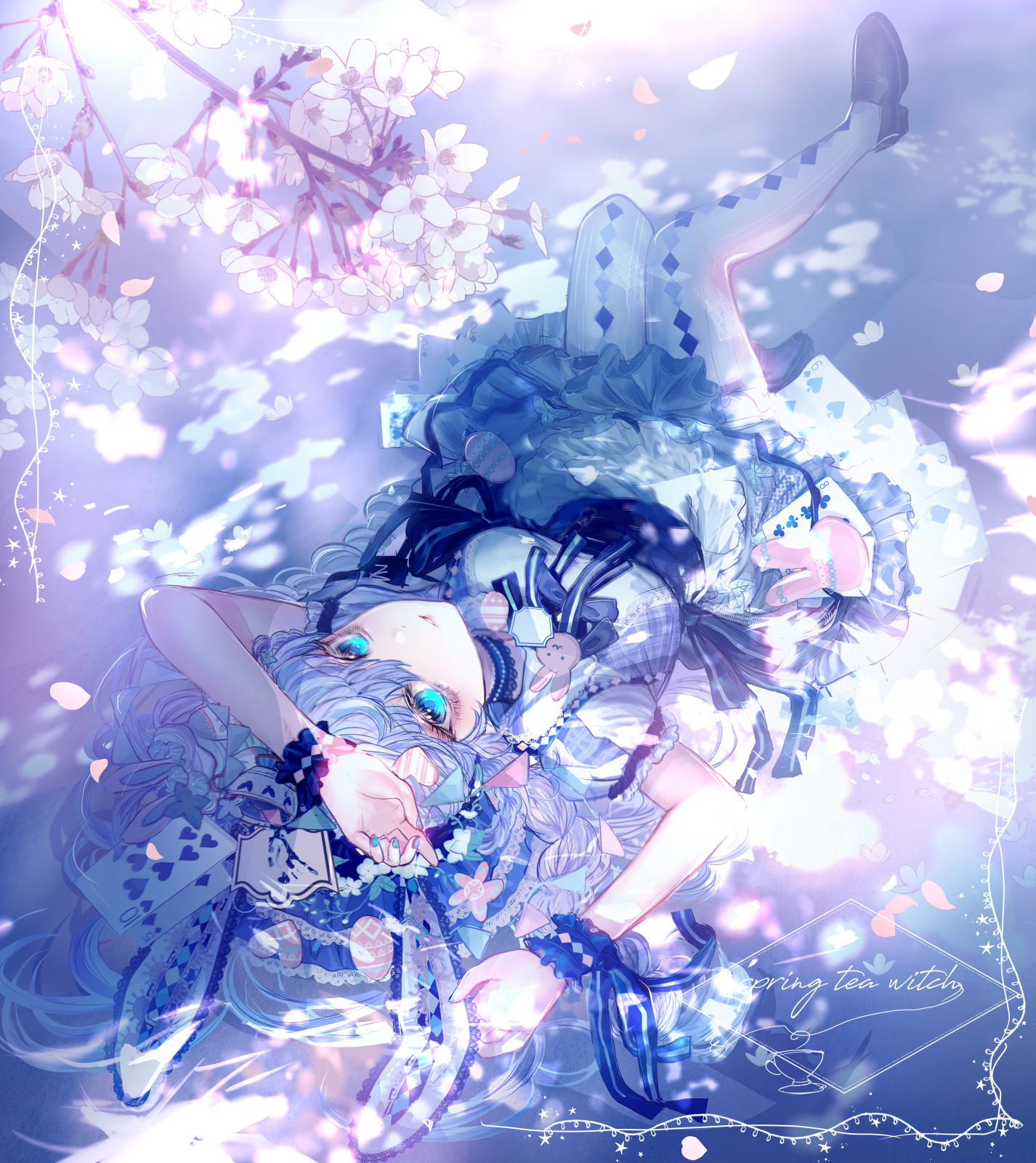 春天和樱花的红茶魔女（全身版）插画图片壁纸