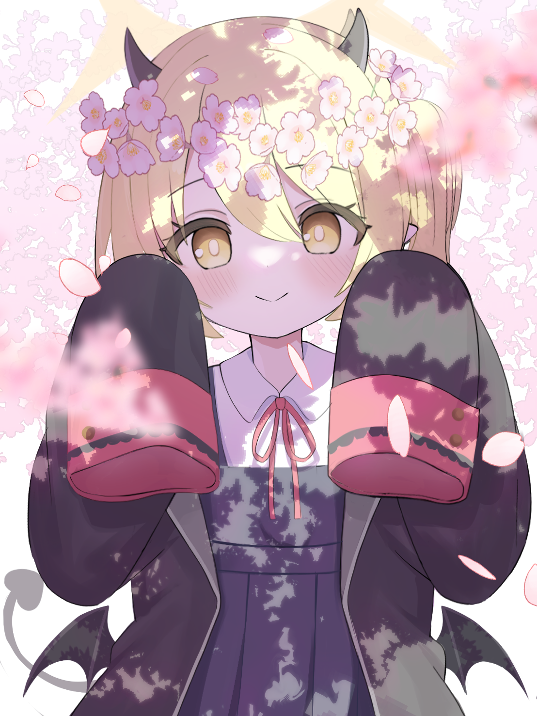 伊布基和樱花插画图片壁纸