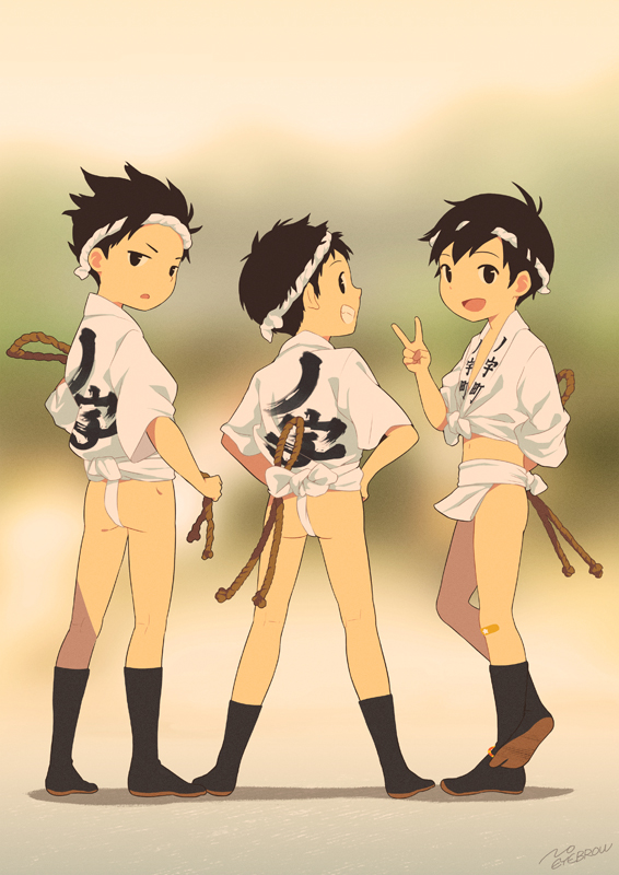 用儿童山笠拍照留念插画图片壁纸