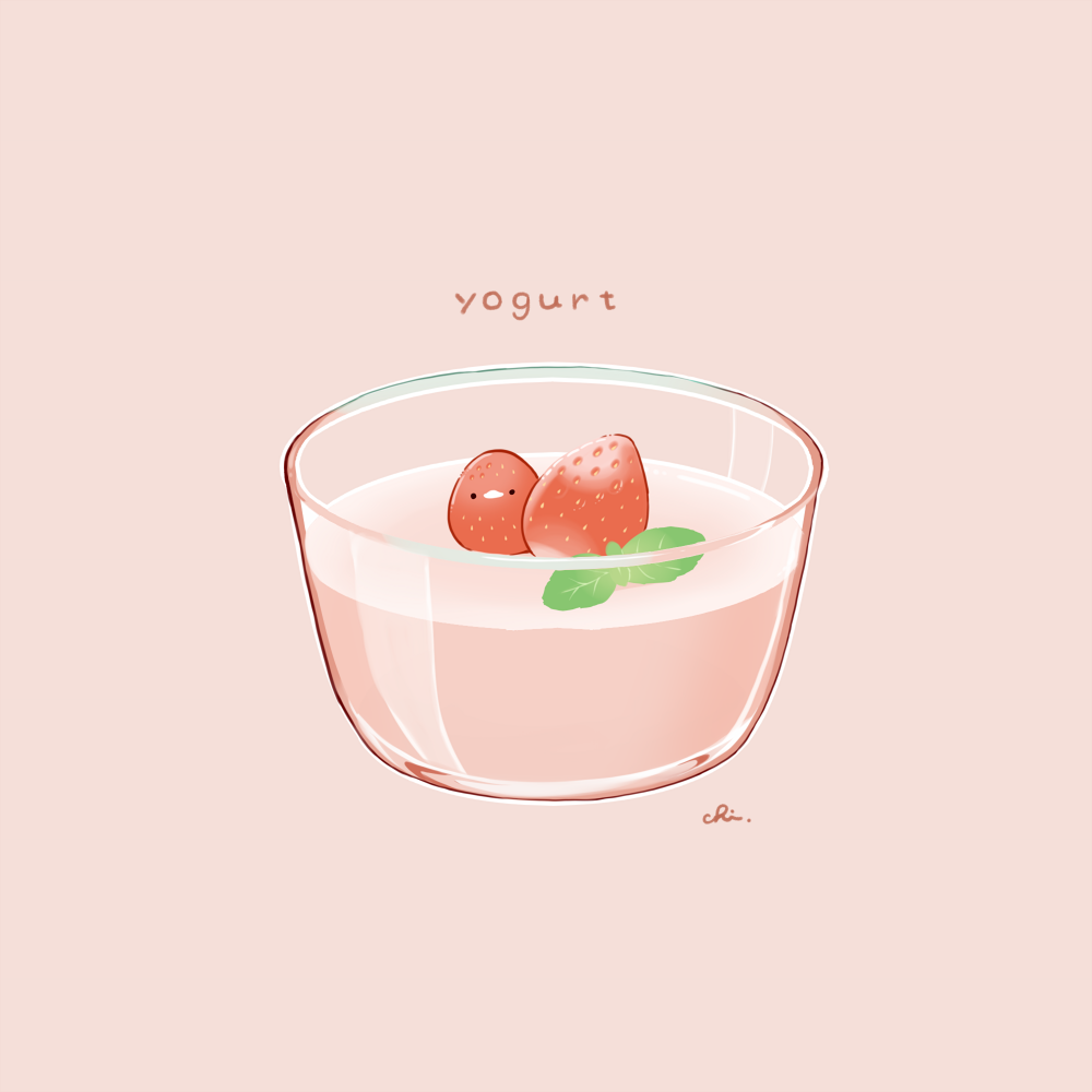 草莓酸奶插画图片壁纸