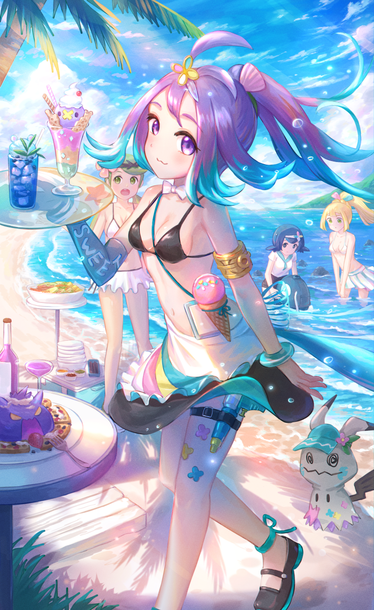 女仆泳装插画图片壁纸