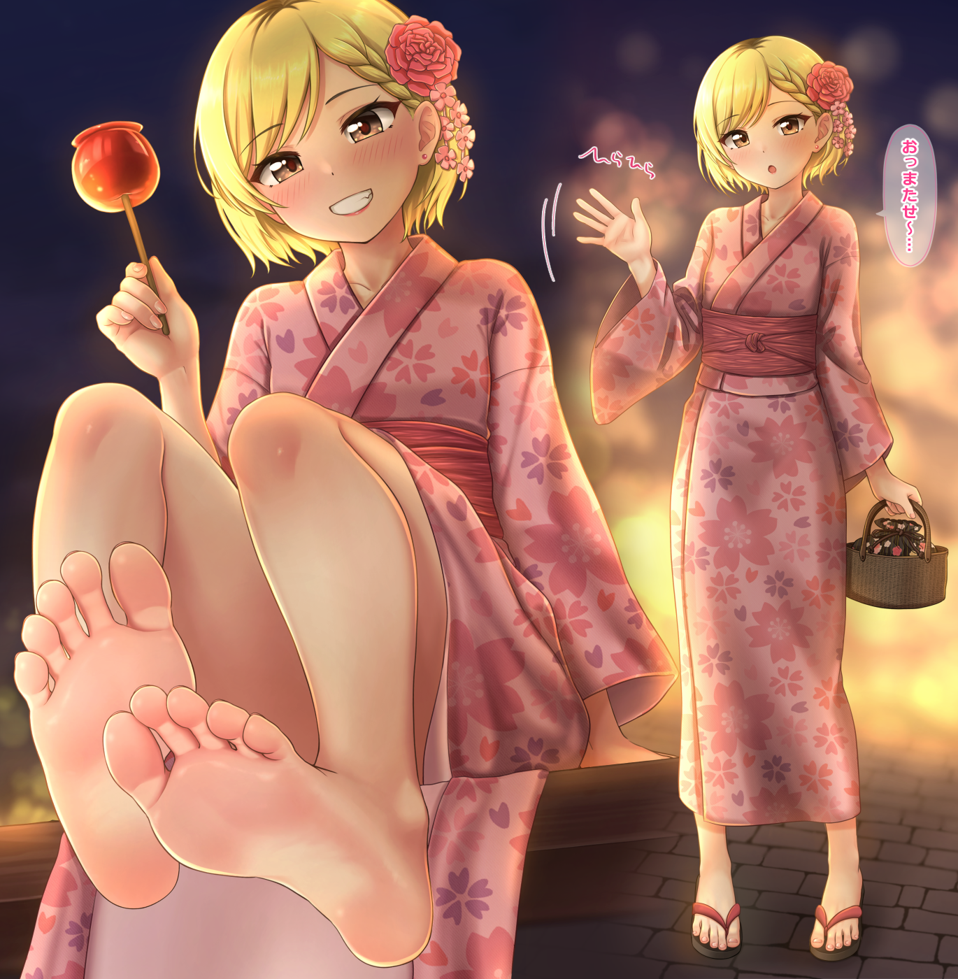 浴衣玲奈插画图片壁纸