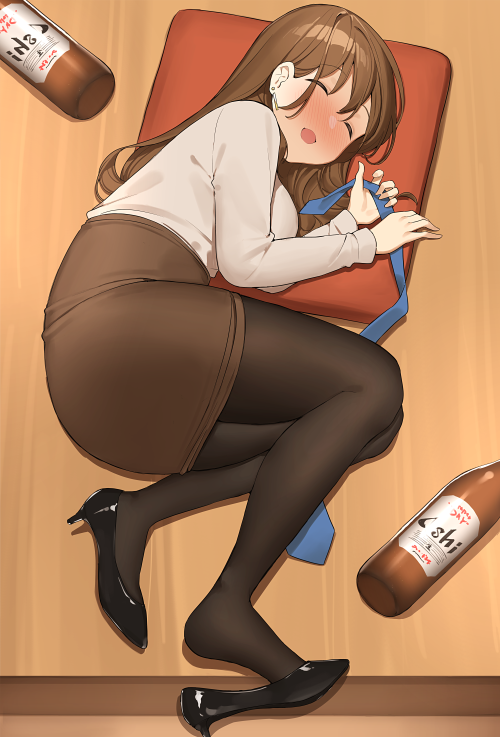 喝醉了的OL插画图片壁纸