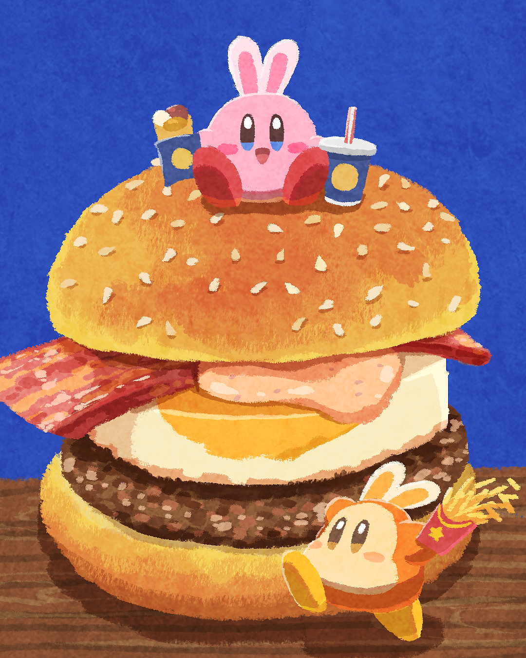 月見バーガー插画图片壁纸