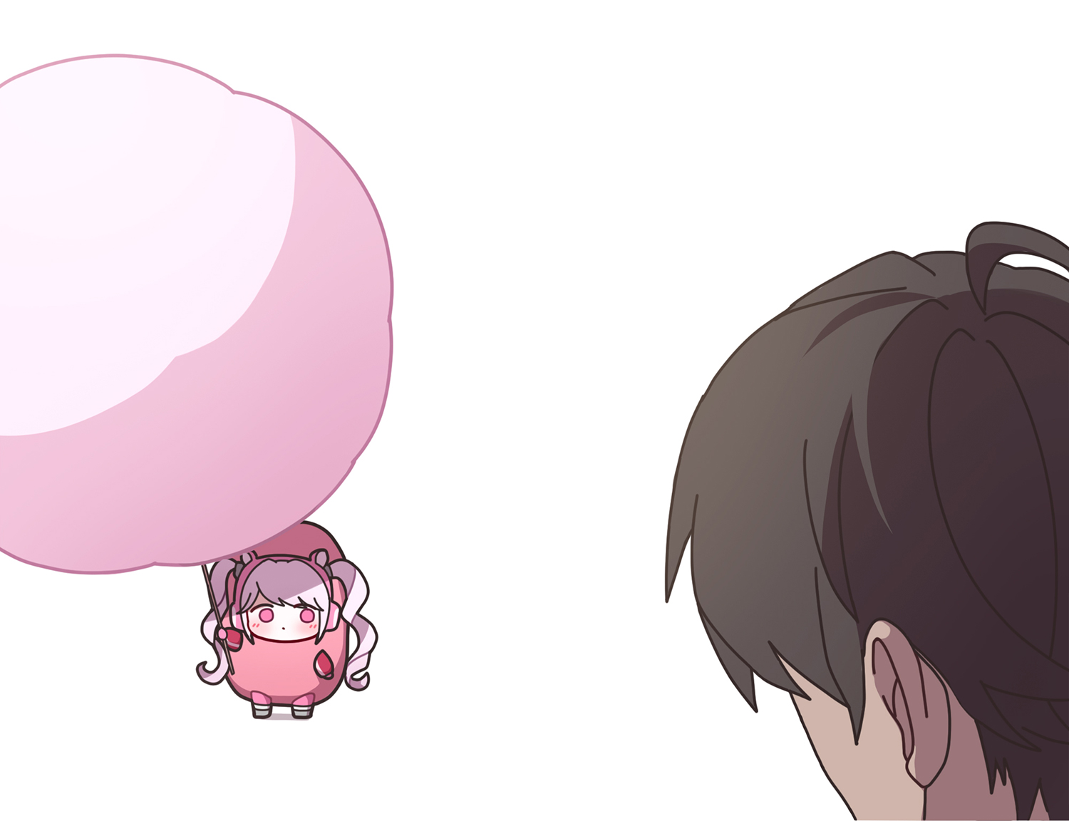 分发棉花糖的粉红香肠